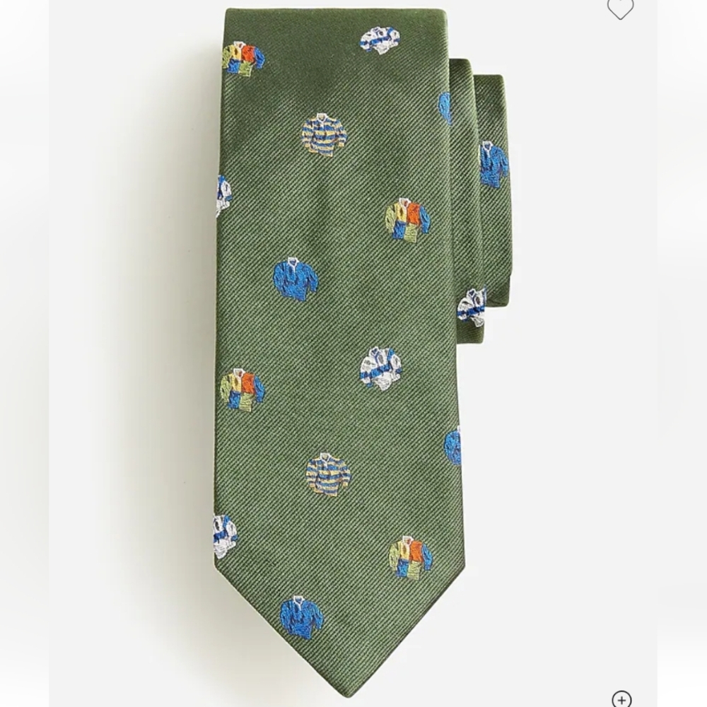 J.Crew Ludlow Men's Green Rugby Patterned English Silk Tie BM216